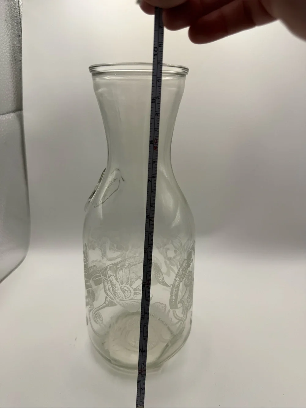 Vintage etched Floral Glass Carafe